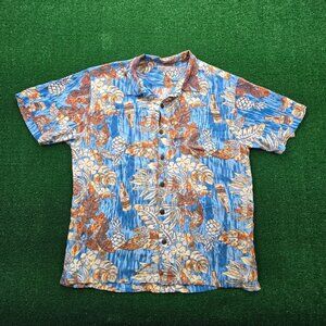 Young USA Camp Shirt Mens XL Floral Button‎ Up Hawaiian Beach Casual 100% Rayon